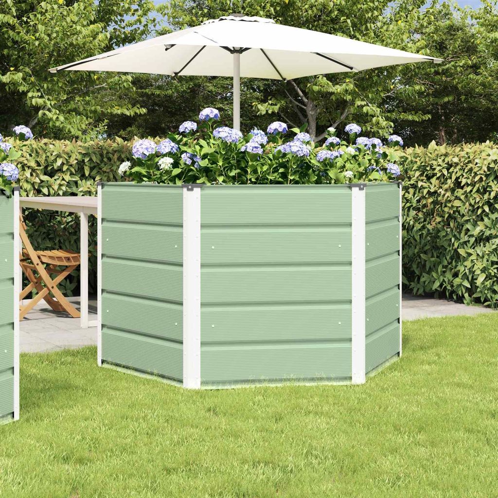 "Schlussverkauf" Pflanzkübel im Garten - 1 pc - Blumenbeet/Gartenbeet - Pastellgrün 129x129x75 cm Stahl C13563