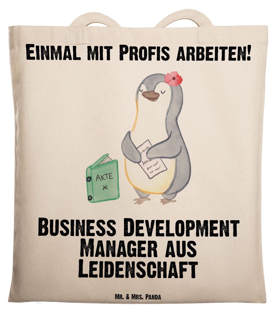 Mr. & Mrs. Panda Tote Bag Business Development Manager Leidenschaft - Transparent - Geschenk, Shopping Tasche, canvas, Jutebeutel, Tragetasche