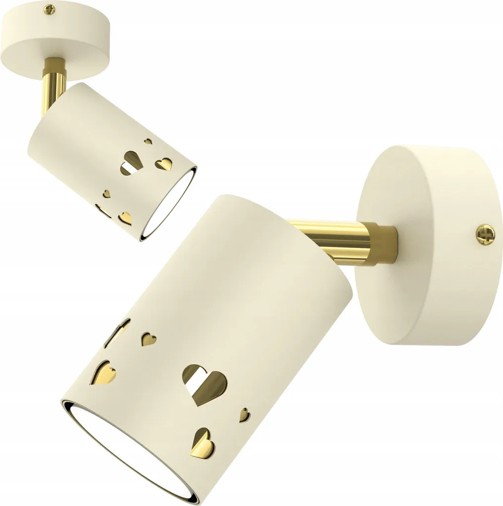 Plafonnier LED Cœur Beige et Doré pour Enfant - Spot Orientable GU10