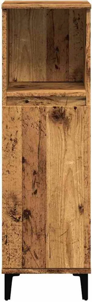 Colonna Bagno Effetto Legno Vecchio 30x30x100 cm Mobile Contenitore - 4