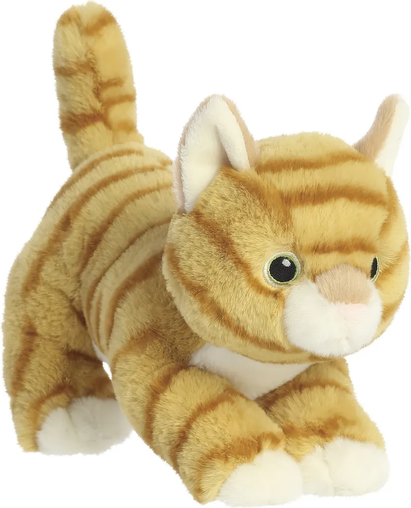 Peluche Chat Tabby Roux Sans Plastique Aurora 15 cm - Sécurité et Douceur