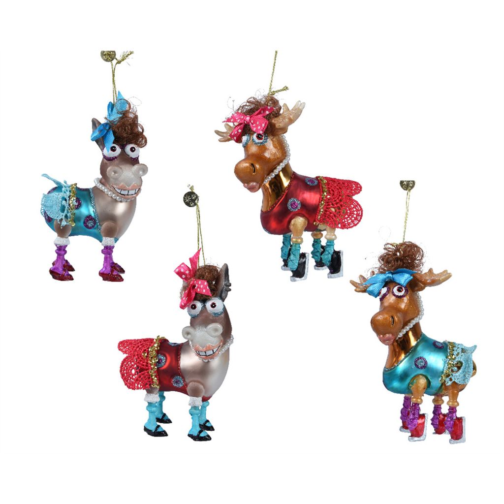 Christbaumschmuck Glas Hirsch Esel 13cm hängend 1 Stück Produktbild 