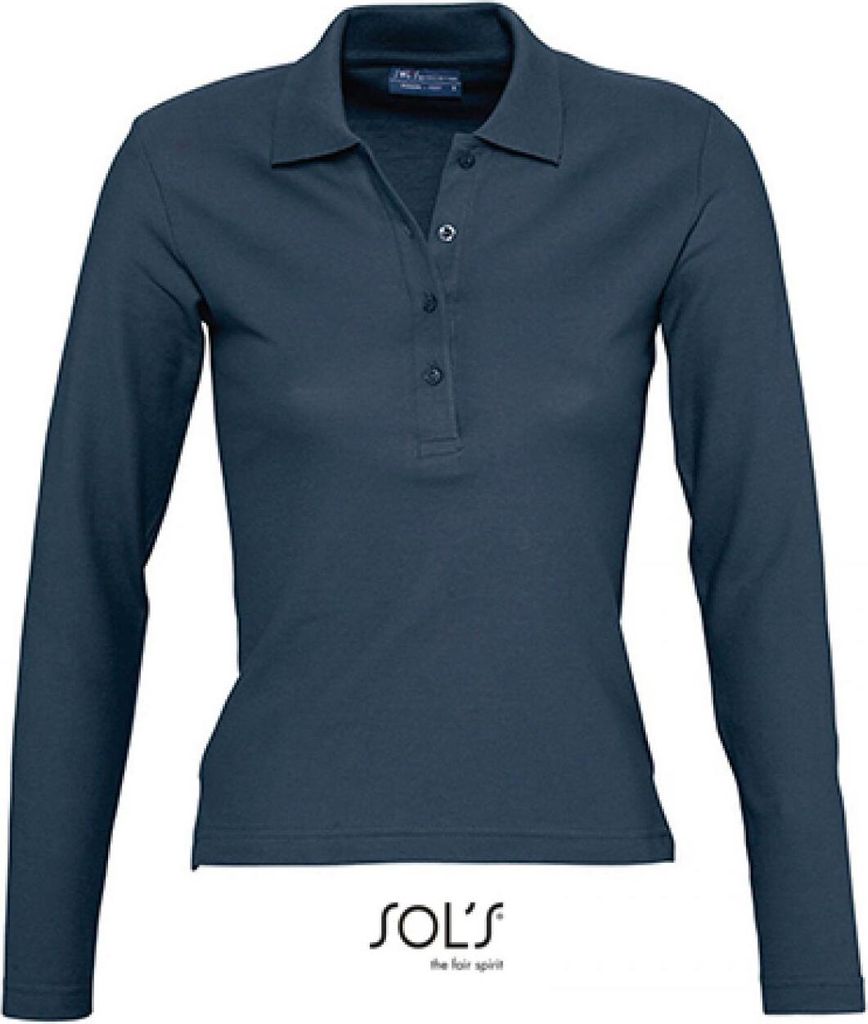 SOLs 11317 | Damen Longsleeve Poloshirt Podium / Vier Knöpfe - Farbe: Denim - Größe: S