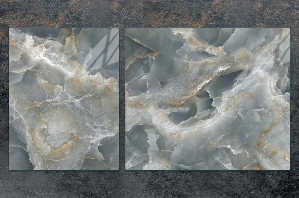 Piastre copri fornelli 2 pezzi 100x52 Copri piano cottura in ceramica tagliere in vetro marmo grigio - 3