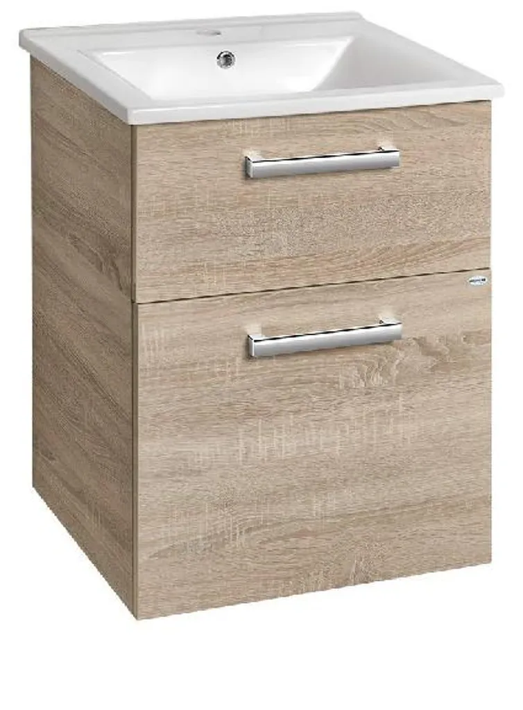 Meuble sous-lavabo Aqualine Vega 51cm chêne platine pour salle de bain