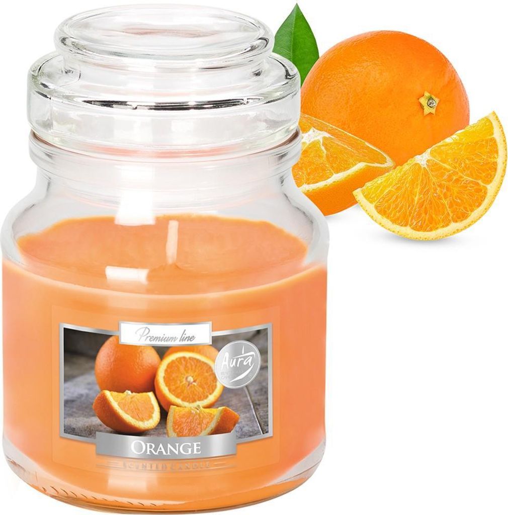Duftkerze im Glas mit Deckel Orangen Duft Duftende Kerze Produktbild 