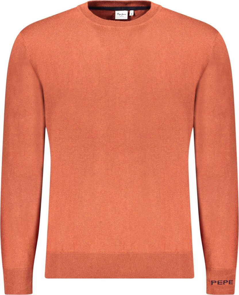 Brauner Herrenpullover mit Rundhals und Stickerei für stilvollen Look