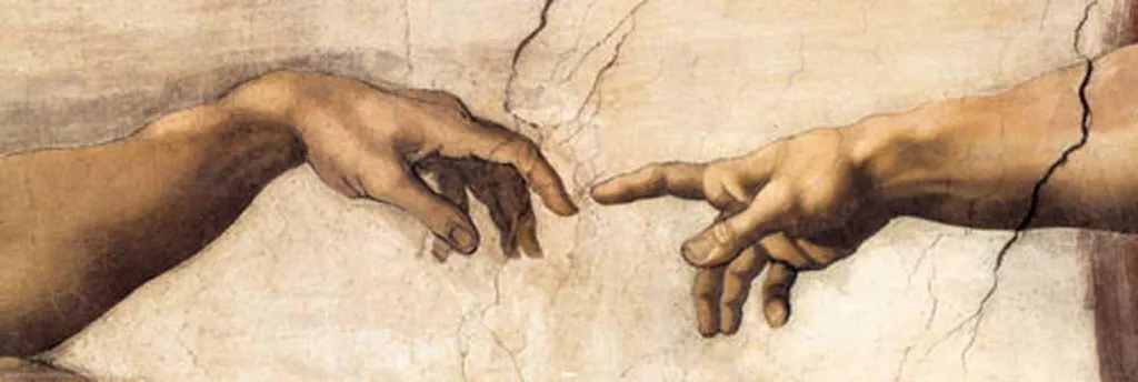 Poster Michelangelo Mani di Dio e Adamo 91,5x30,5 cm + Ganci Alluminio
