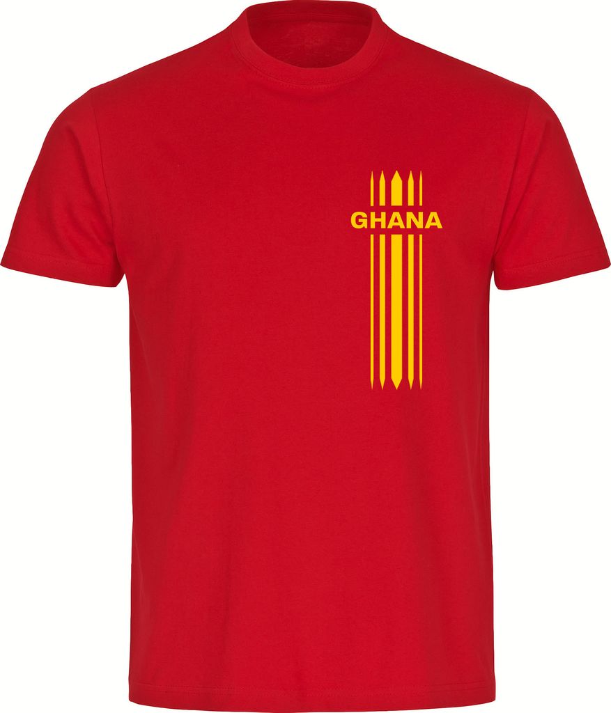 multifanshop Kinder T-Shirt - Ghana - Streifen, rot, Größe 140