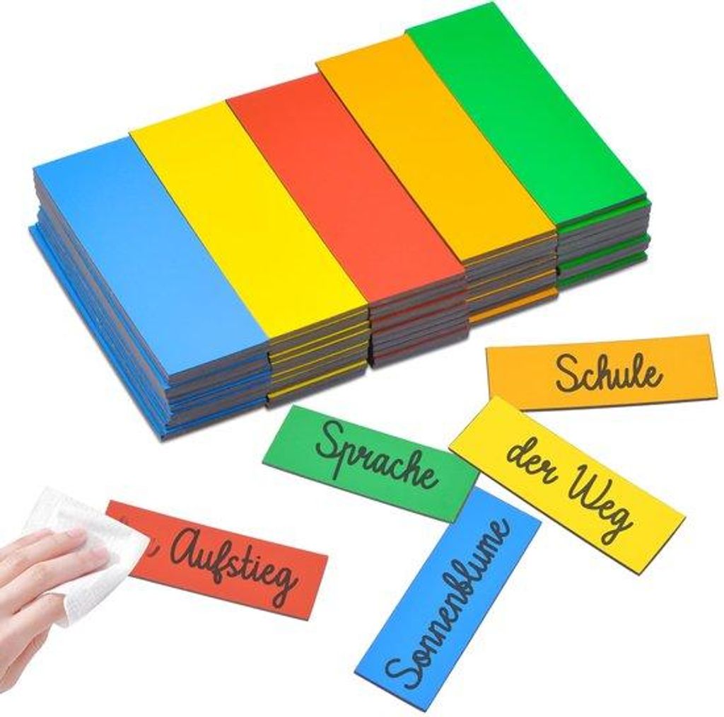 MIN CI 120 stuks beschrijfbaar magneetstrips, 60 x 20 x 1,5 mm, weiss, afveegbare, kleurrijke magneetband für Kühlschranknotizen, Schriftzüge