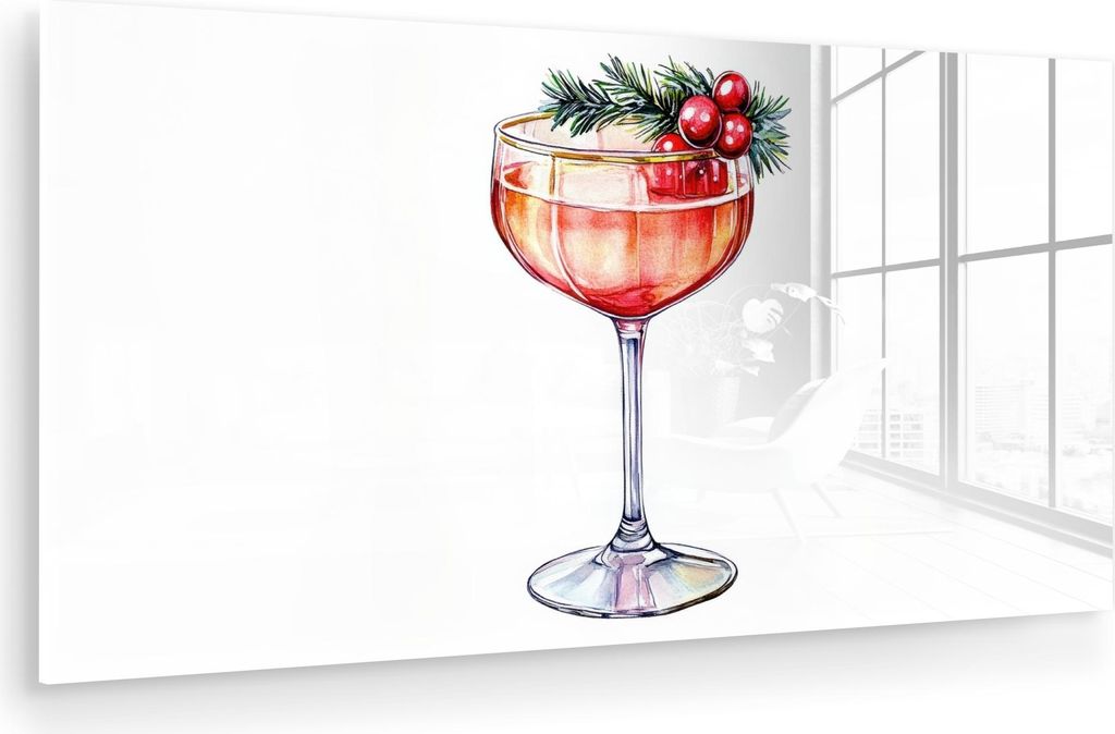 MuchoWow Glasbilder - Bilder auf Wandbild - Foto auf Glas Cocktail - Party - Winter - Dekoration 80x40 cm Wanddekoration aus Glas - Acrylglasbild -...