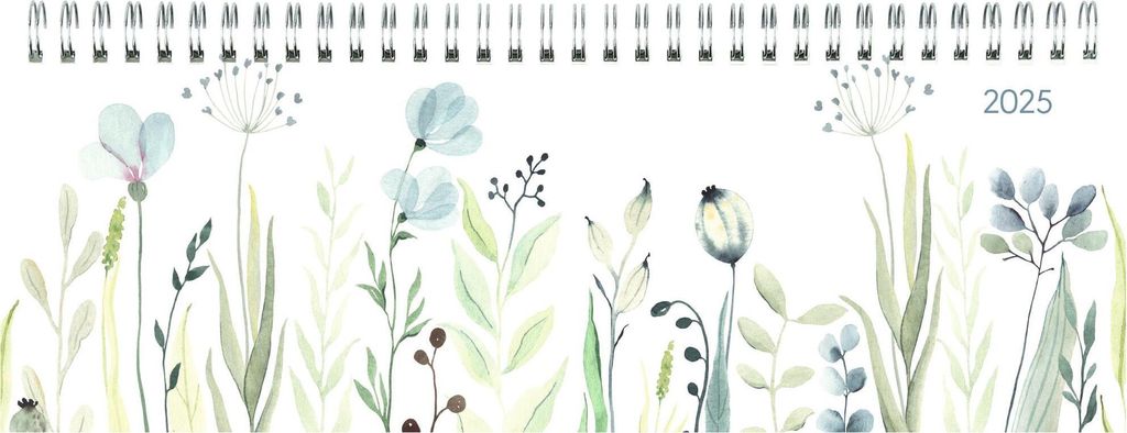 Zettler - Tisch-Querkalender Style 2025 Wildblumen, 29,7x10,5cm, Bürokalender mit 118 Seiten, 1 Woche auf 2 Seiten, Monatsübersicht, Notizbereich...