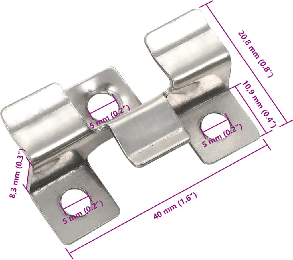 Kit 100 Clips de Couverture en Acier Inoxydable Inaltérable et Vis