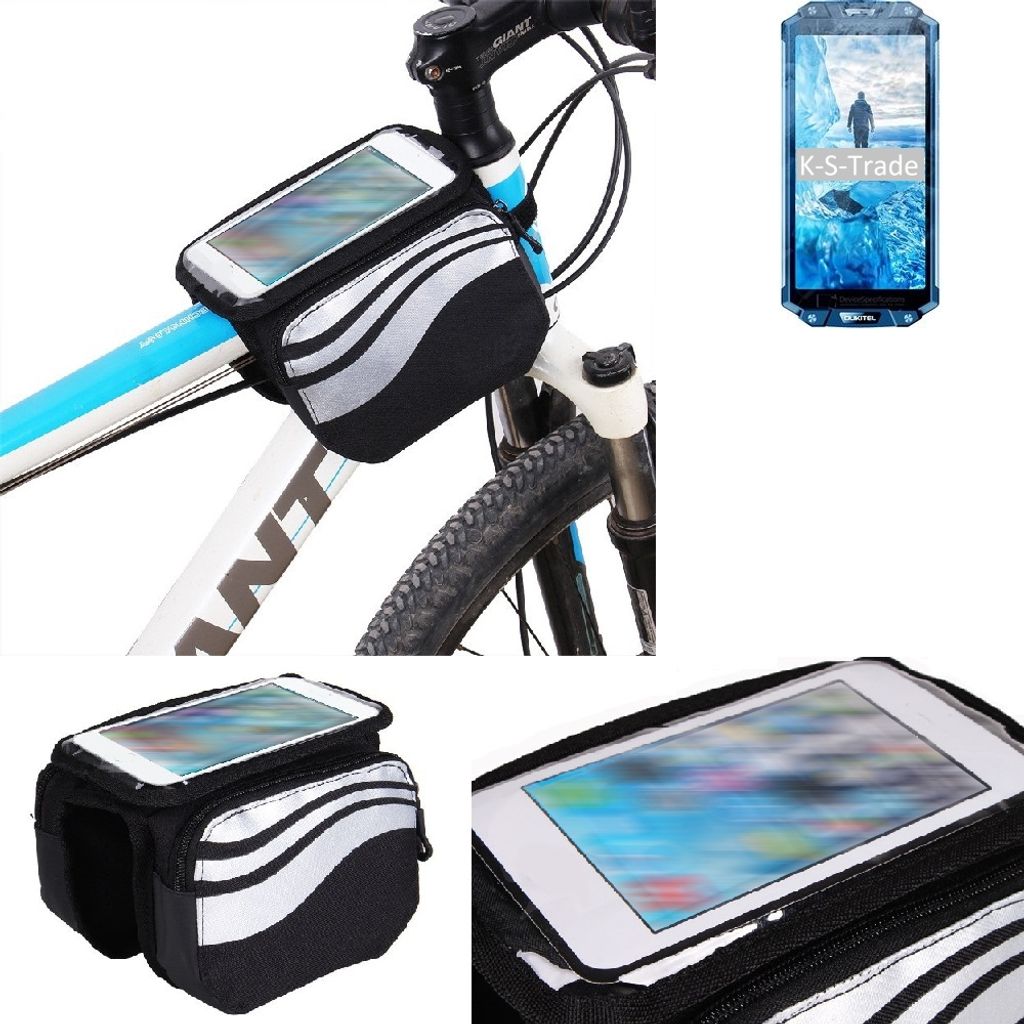 K-S-Trade Rahmentasche Fahrrad-Halterung kompatibel mit Oukitel WP2 Rahmenhalterung Fahrrad Handyhalterung Fahrradtasche Handy Smartphone Halterung