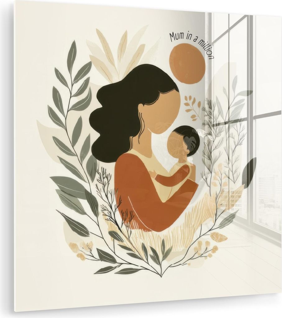 MuchoWow Glasbilder - Bilder auf Wandbild - Foto auf Glas Illustration - Zitat - Mutter 20x20 cm Wanddekoration aus Glas - Acrylglasbild - Acrylbil...