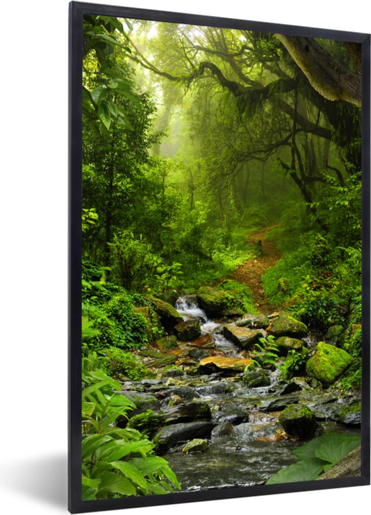 MuchoWow Gerahmtes Poster Natur - Wasser - Dschungel - Wald - Tropisch 40x60 cm - Poster mit Schwarzem Bilderrahmen Wandposter Rahmen Foto Bilder...