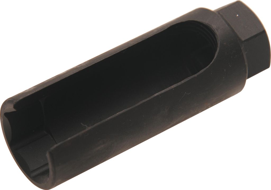 A black metal tool, likely a socket wrench attachment, is shown against a white background.