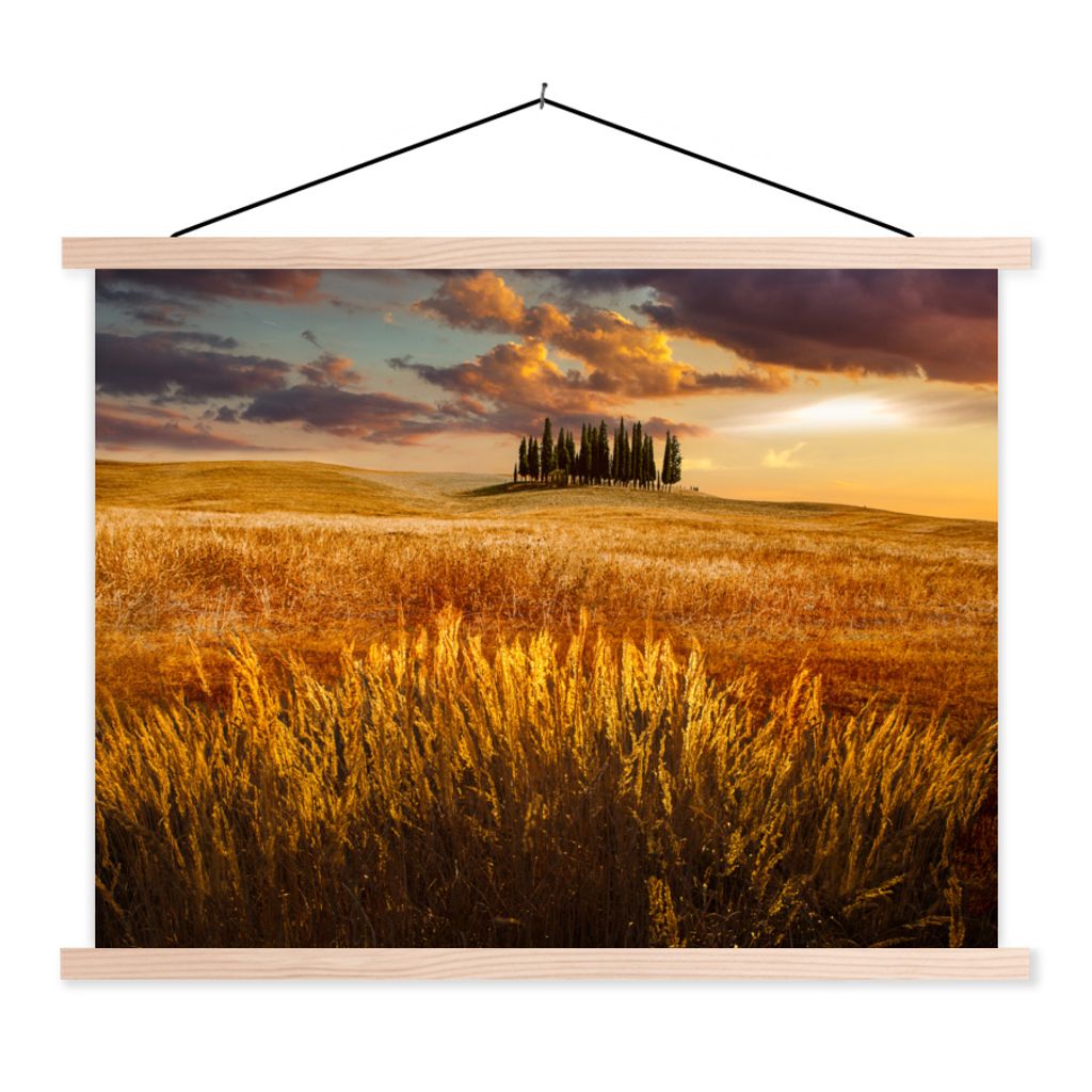 MuchoWow Textilposter Toskana - Italien - Landschaft 150x113 cm mit holzfarbenen Rahmen - Poster