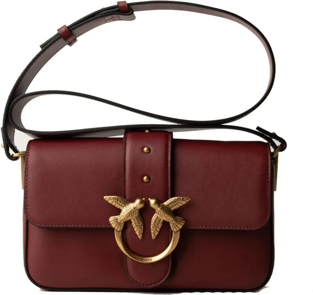 Sac Bandoulière Femme Bordeaux Pinko Love One Mini en Cuir de Qualité