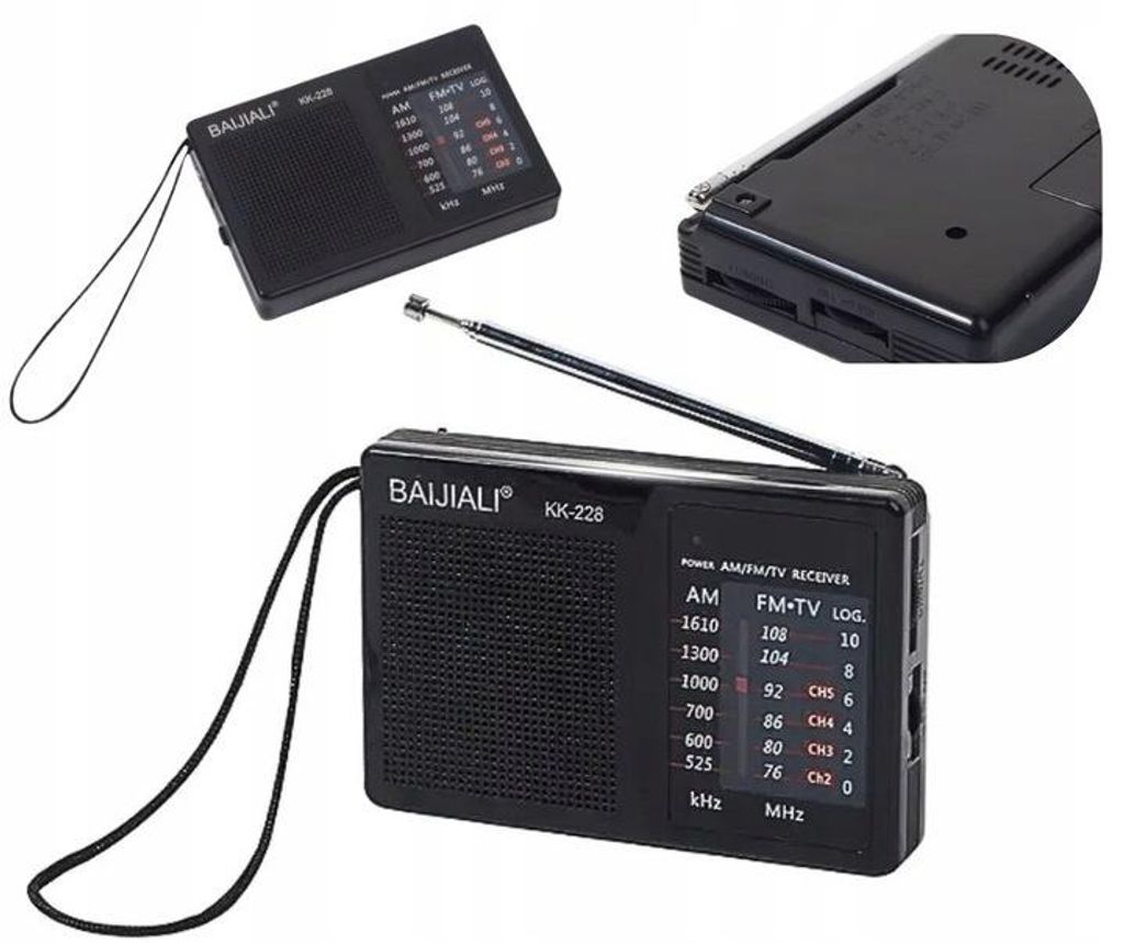 Tragbares Radio AM FM Batterieradio Taschenradio Küchenradio Baustellenradio Schwarz
