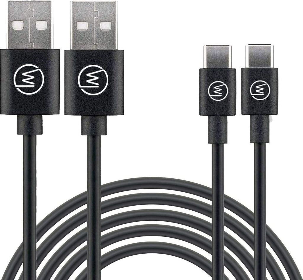 Wicked Chili USB Typ C Kabel auf USB A [2x 1m] USB Typ C Ladekabel kompatibel mit Samsung Galaxy S10+, S10e, S10 Note 9, Huawei P20 Pro, OnePlus 6,...