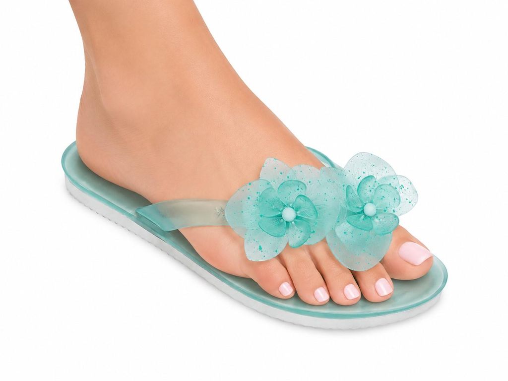 17488 Zaxy Ice Damen Zehentrenner mit Blume Türkis Gr. 40 – Komfortable Flip-Flops mit floraler Dekoration. Der Schuh fällt eine Nummer kleiner...