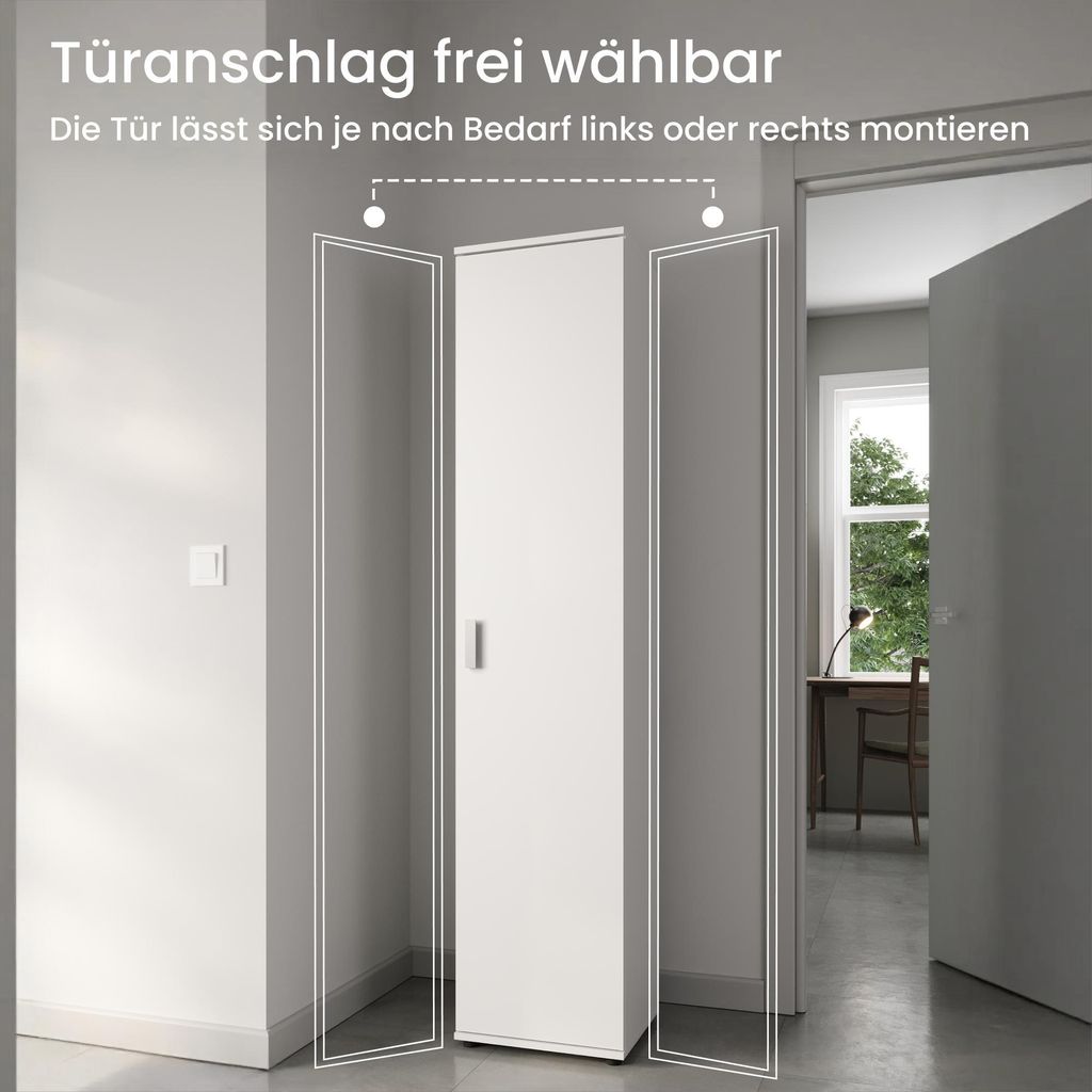 Schmaler Mehrzweckschrank 40 cm breit, Weiß