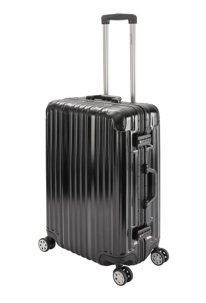 Travelhouse London Hartschalen Polycarbonat Alu Koffer Trolley Reise Urlaub 67l Schwarz