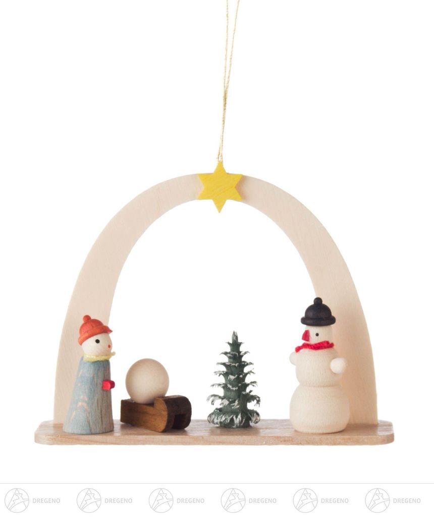 Baumschmuck Behang Kind mit Schneemann Breite x Höhe x Tiefe 7 cmx5,5 cmx2 cm NEU