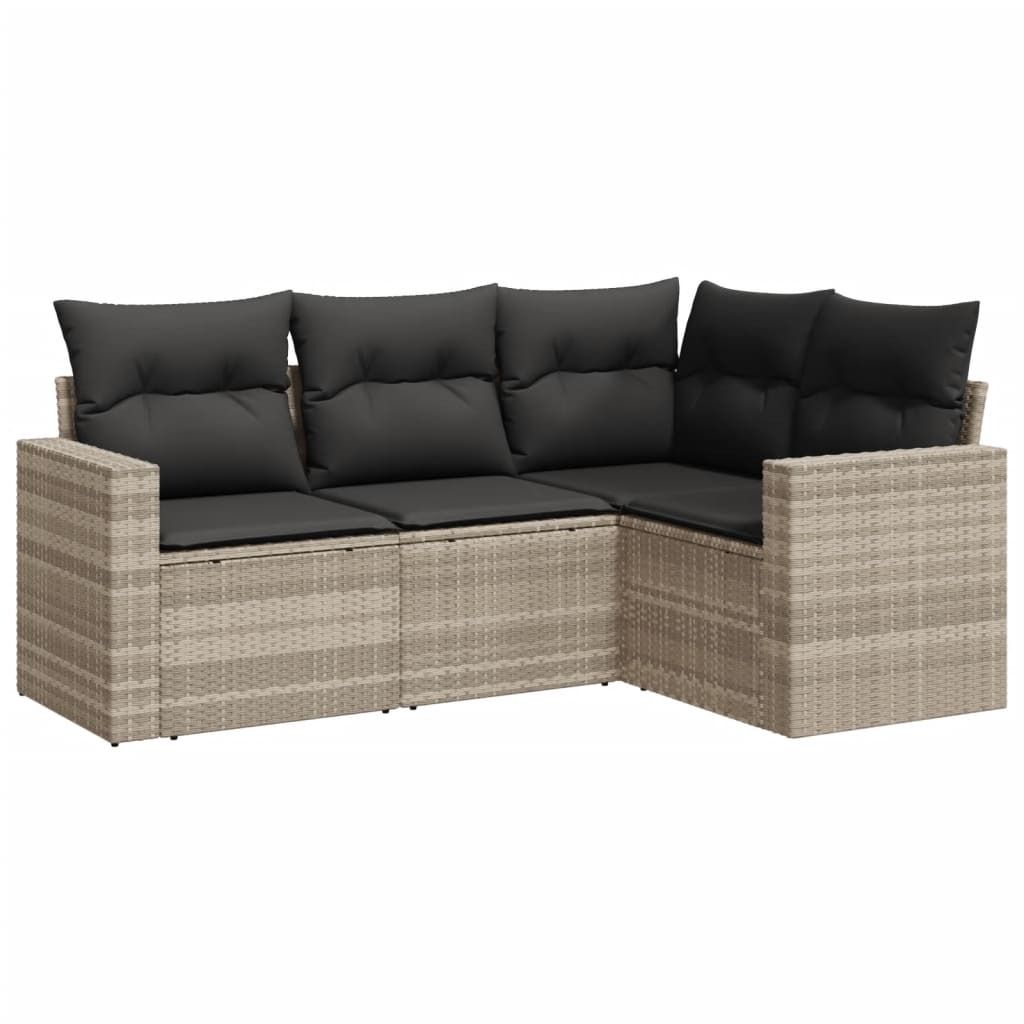 "im Sonderangebot" 4-tlg. Garten-Lounge-Set - elegantes Design - Sitzgruppe/Gartengarnitur - mit Kissen Hellgrau Poly Rattan - Terassenmöbel DEMö...