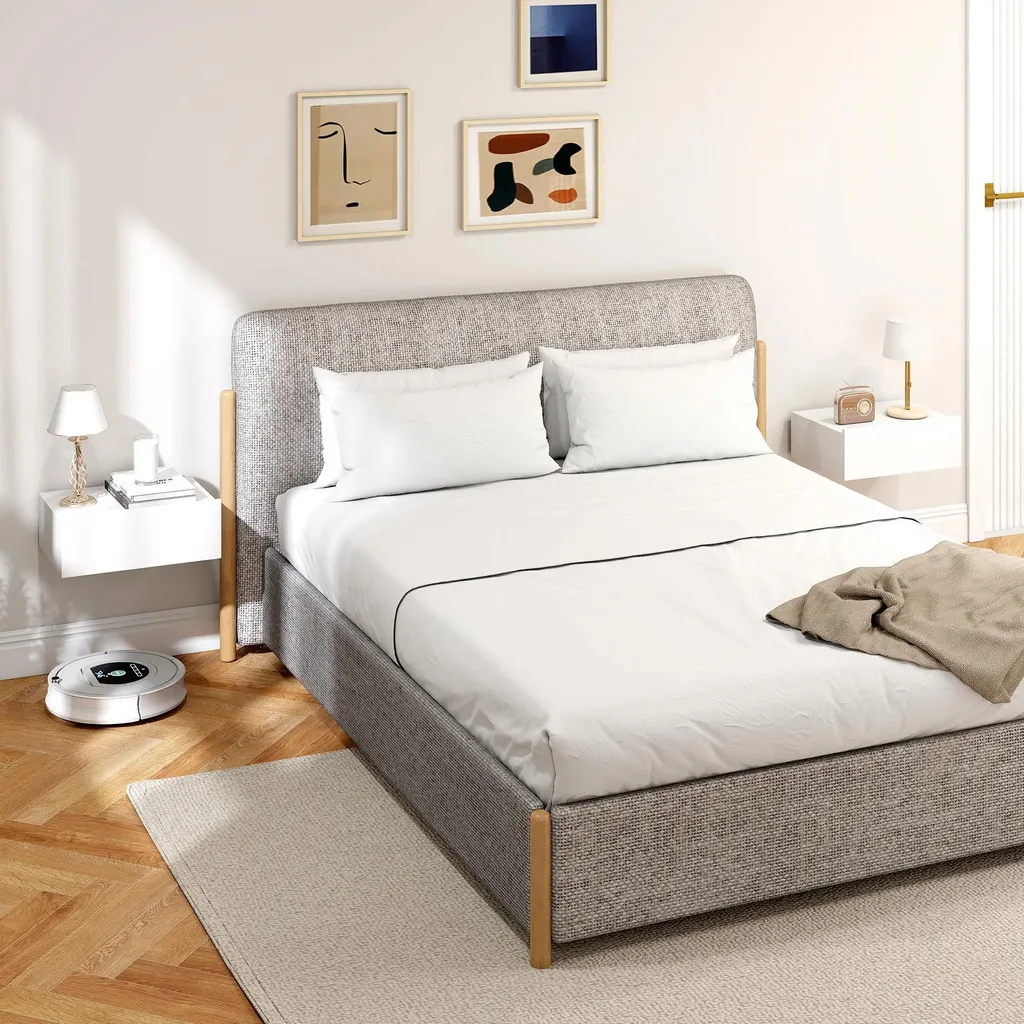 Table de nuit murale lot de 2 blanc bois pour faciliter le ménage au sol - 8