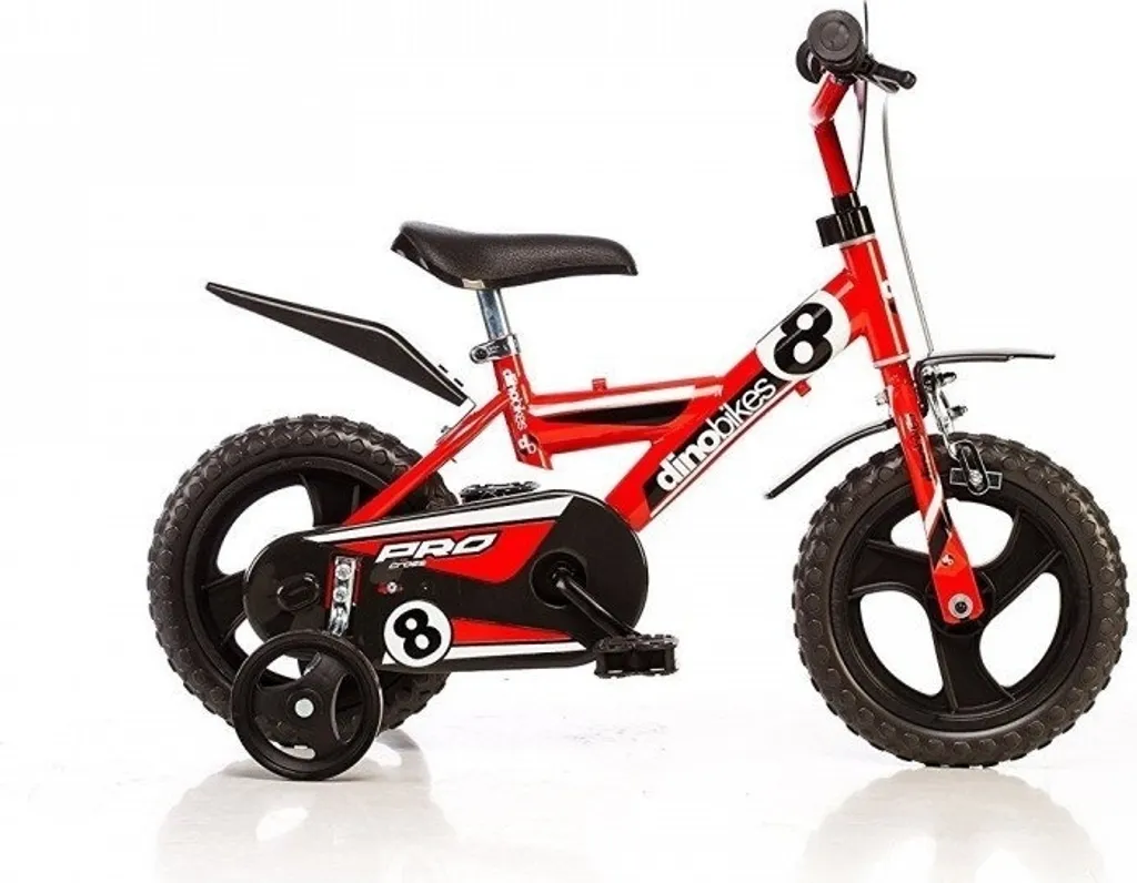 Vélo 12 pouces garçon Dino Pro Cross Rouge/Noir avec roues stabilisatrices - 6