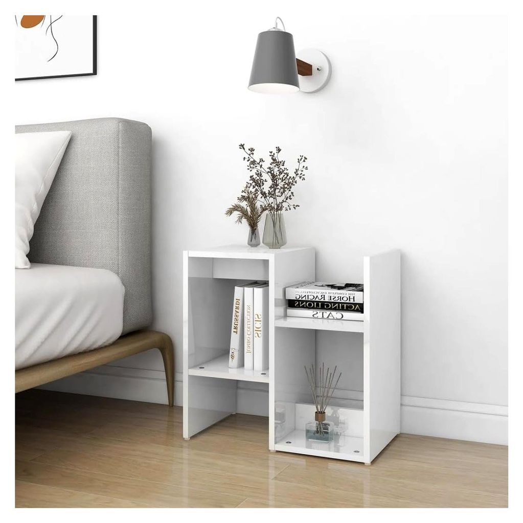 Nachttisch in Hochglanz Weiß, 50 x 30 x 51,5 cm, Holzwerkstoff