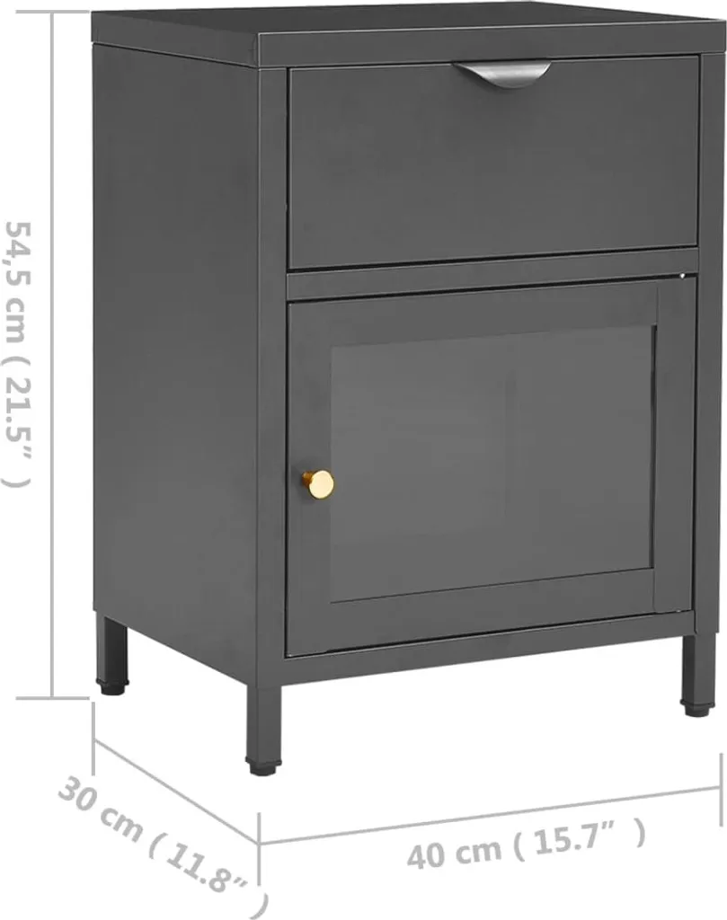 Table de nuit compacte anthracite 40 cm pour petits espaces et studio - 10