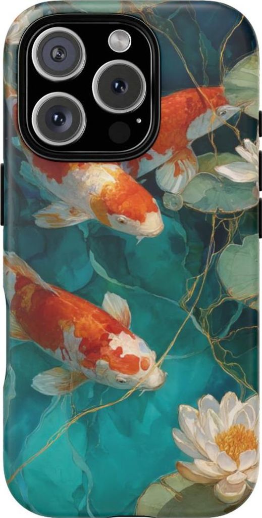 Koi-Karpfen und Seerosen – Handyhülle Kompatibel mit iPhone 16 Pro