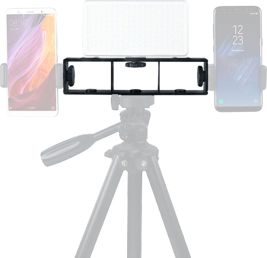 Walimex pro Streaming Frame Multifunktionshalter - 203 x 480 x 25 mm / 3 kg Tragkraft - 2 Blitzschuh Anschlüsse, 6x Gewinde & 3x Schrauben - für ...