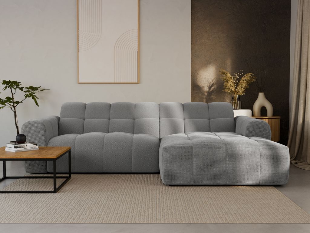 LetSit Ecksofa Andrea L Curio Rechte Freistehendes Loungesofa Bequemes Ecksofa zum Entspannen Schmutzabweisend Für Wohnzimmer Schlafzimmer Grau