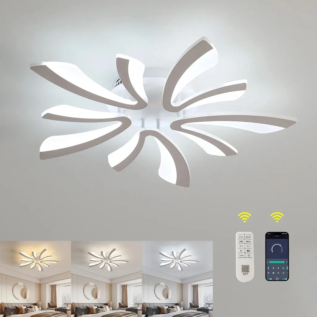 Plafonnier LED Argent 3000-6500K avec Variation de Lumière et Télécommande