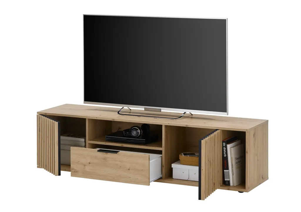 Meuble TV 150cm Chiara Décor Chêne Artisan - Finition Bois Texturée