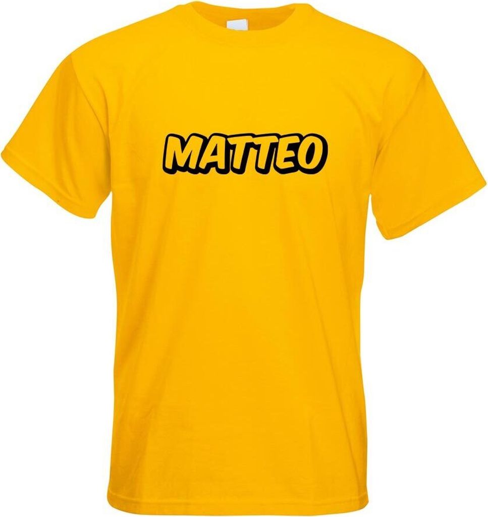 Kiwistar - T-Shirt - gelb - Matteo Vorname Jungen Motiv Bedruckt Funshirt Design Print - mit Motiv Bedruckt - Funshirt Design - Sport - Freizeit - ...