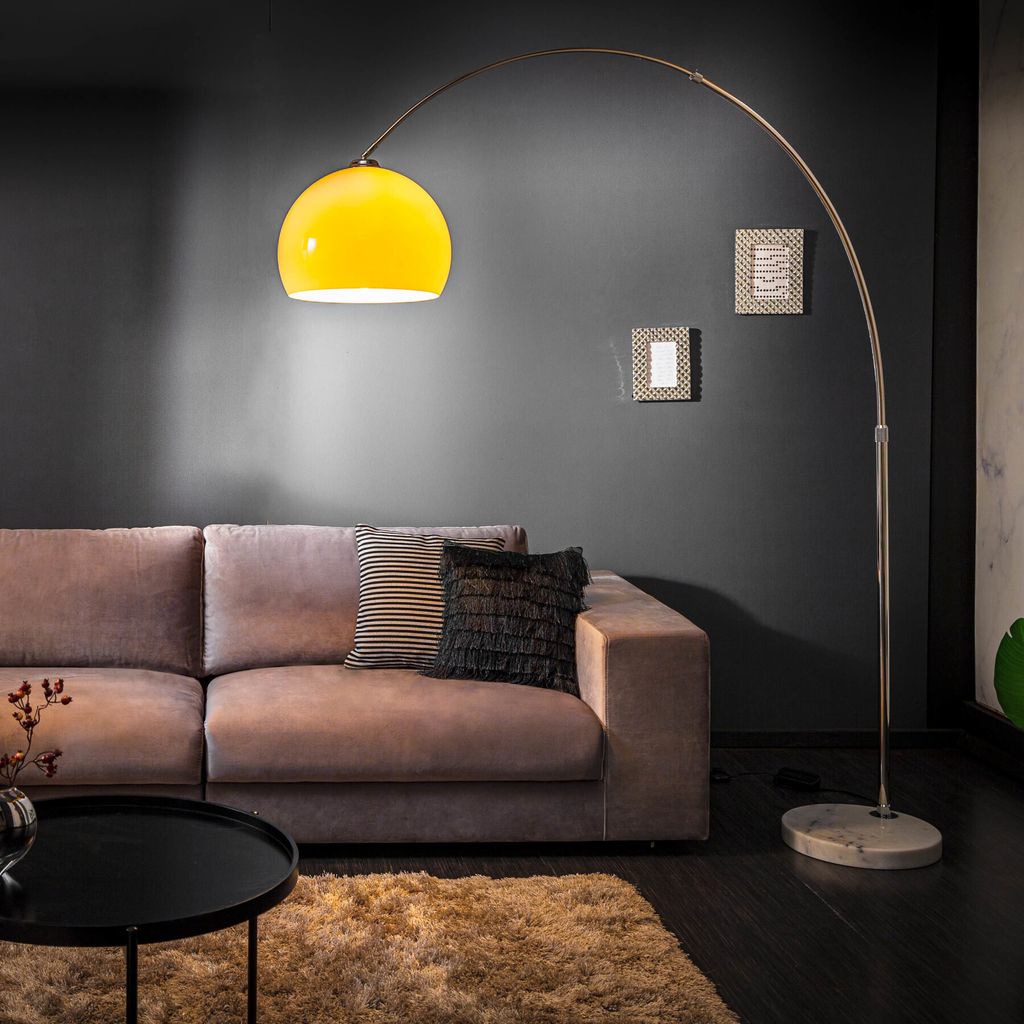 Design Bogenlampe LOUNGE DEAL orange mit weißem Marmorfuß Produktbild 
