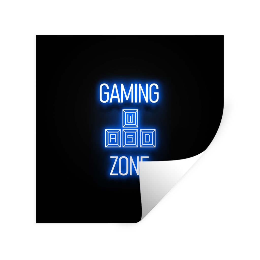 MuchoWow Wandtattoo Wandsticker Wandaufkleber Spiele - Text - Spielzone - Neon - Blau 100x100 cm Selbstklebend und Repositionierbar - Wierderverw...
