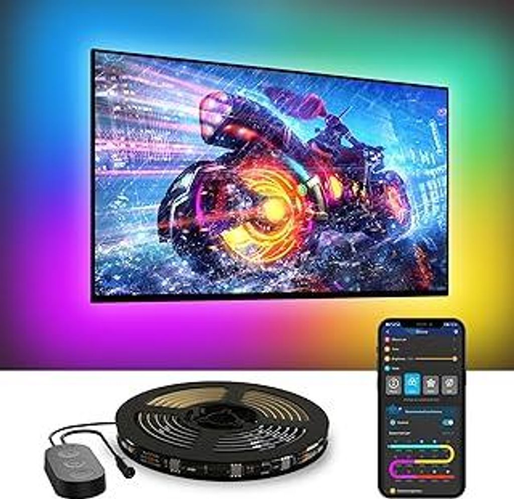 Govee TV LED Hintergrundbeleuchtung, RGBIC TV LED Strip für 55-65 Zoll Fernseher, 3,8 M Intelligente LED Streifen mit Bluetooth & WLAN Steuerung, ...