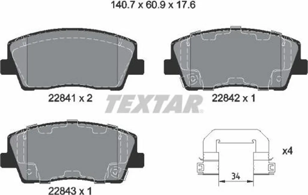 Plaquettes de frein Textar 2284101 Performance - Haute friction OE 58101J5A00