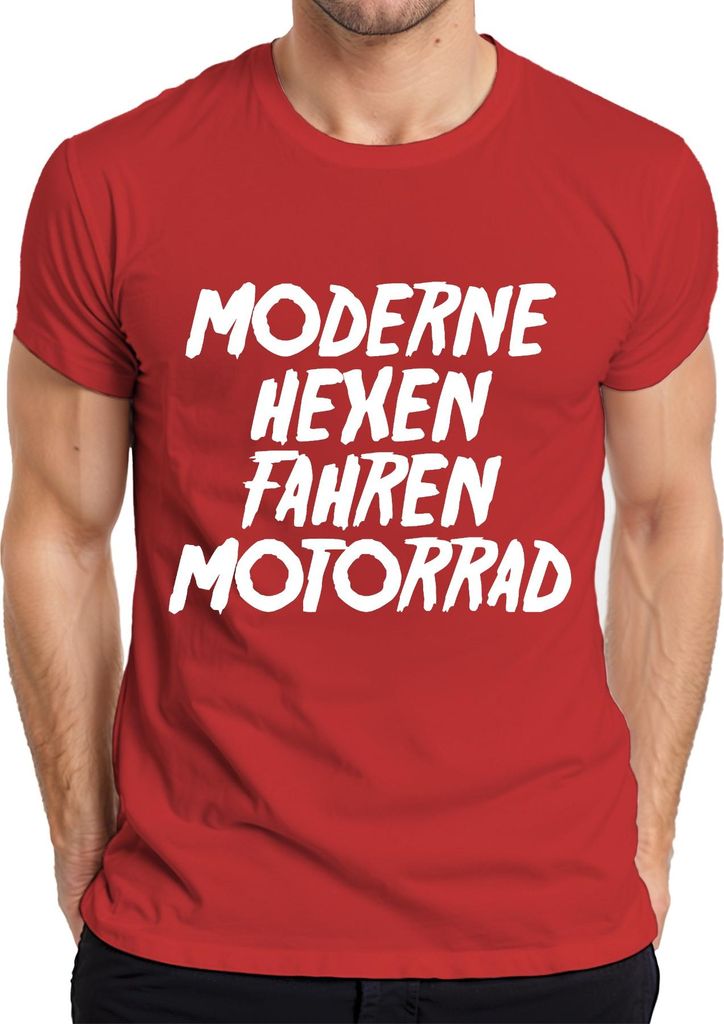 MODERNE HEXEN FAHREN MOTORRAD Bikerin Motorradfan Gothic Biker Herren T-Shirt, Rot, 3XL