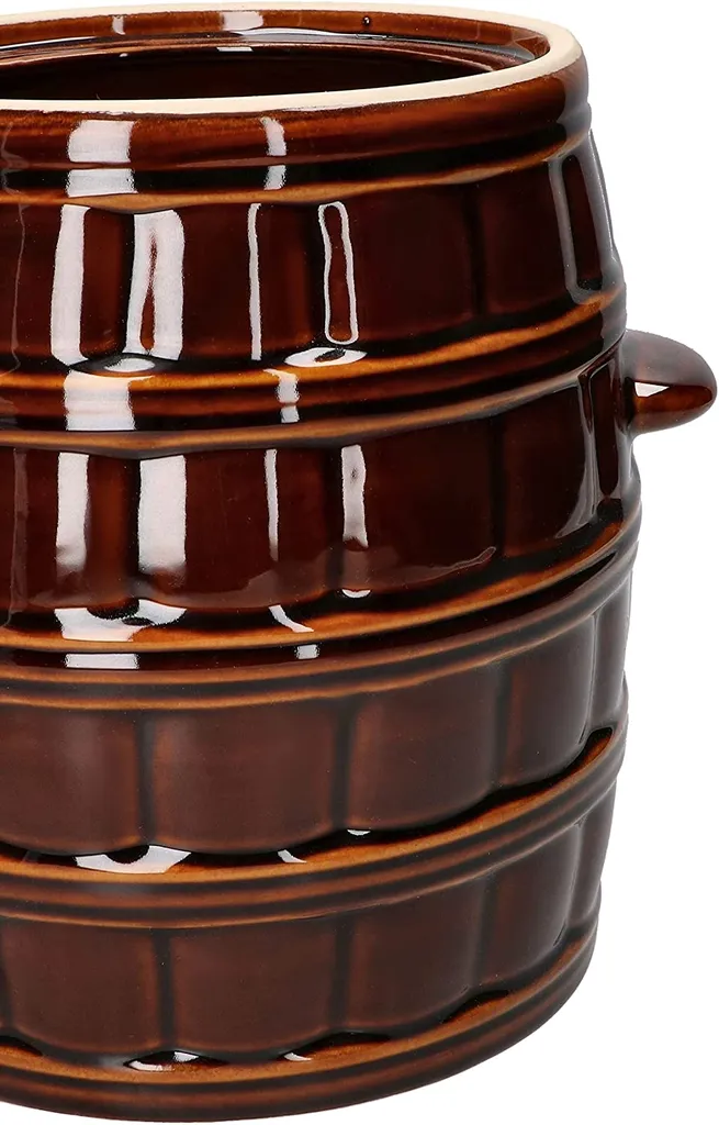K&K Pentola Per Crauti In Ceramica - 7 Litri Con Coperchio E Pietra, Per Fermentazione Fai Da Te, Marrone