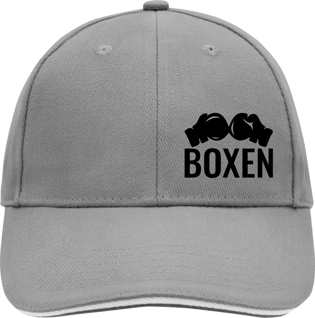 Huuraa Cappy Mütze Boxen Boxhandschuhe Dark Grey/White Baumwolle 6-Panel Kappe Geschenkidee