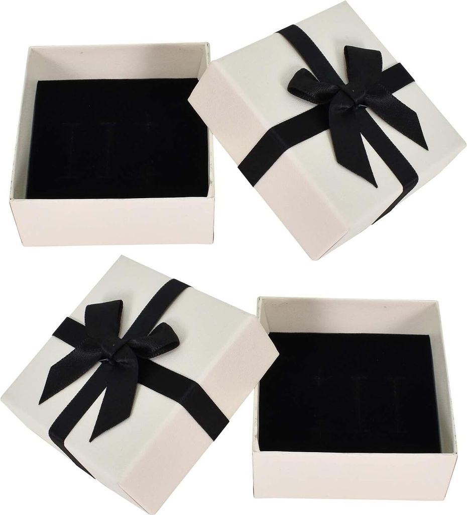 Gift Box with Lid, 7.5 x 7.5 x 3.5 cm Gift Box, Gift Box with Bow, Square Gift Boxes, Small Gift Box for Gifts, Easter, Christmas, Wedding, Birthday