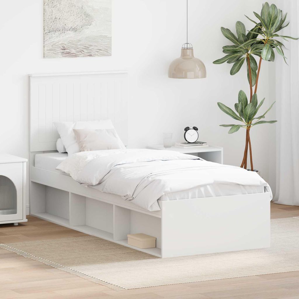 Maison Exclusive - Bettrahmen mit Kopfteil Weiß 75 x 190 cm Massives Kiefernholz