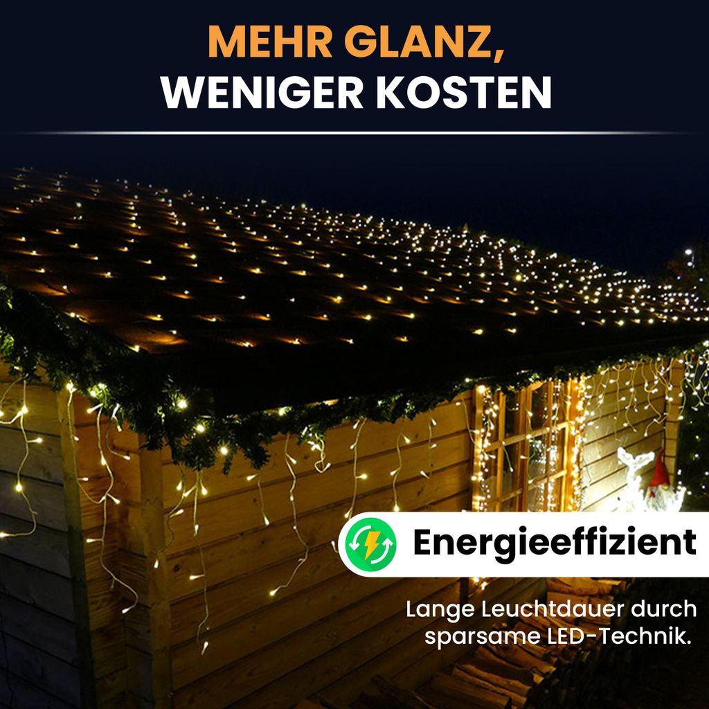 Batterie-Lichternetz 3x3 m 200 LED warmweiß mit
